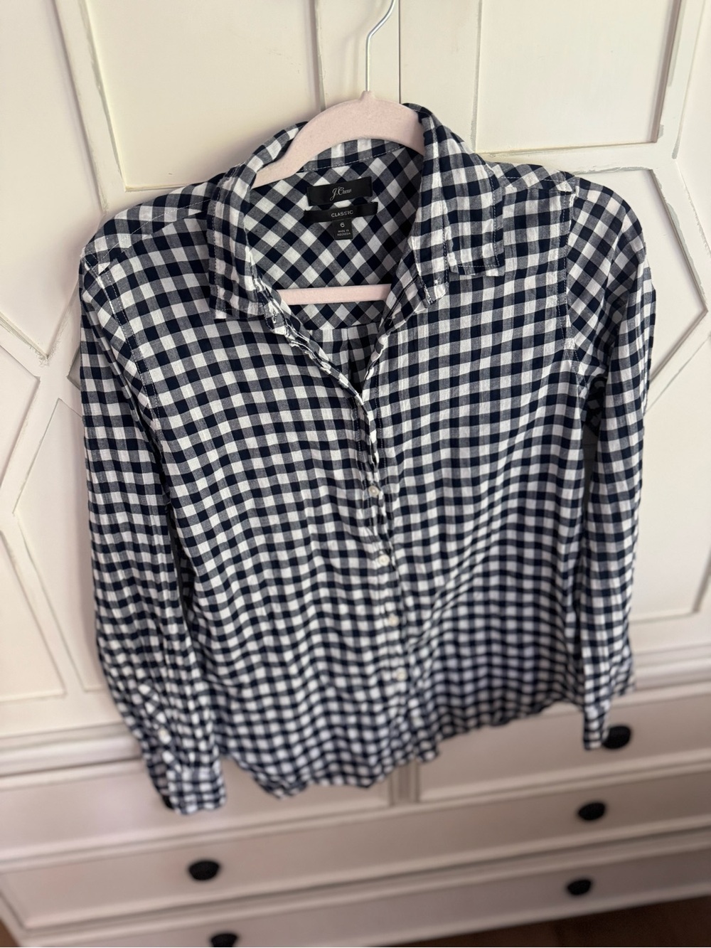 J. Crew Navy & White Gingham Button-Down Shirt - women’s